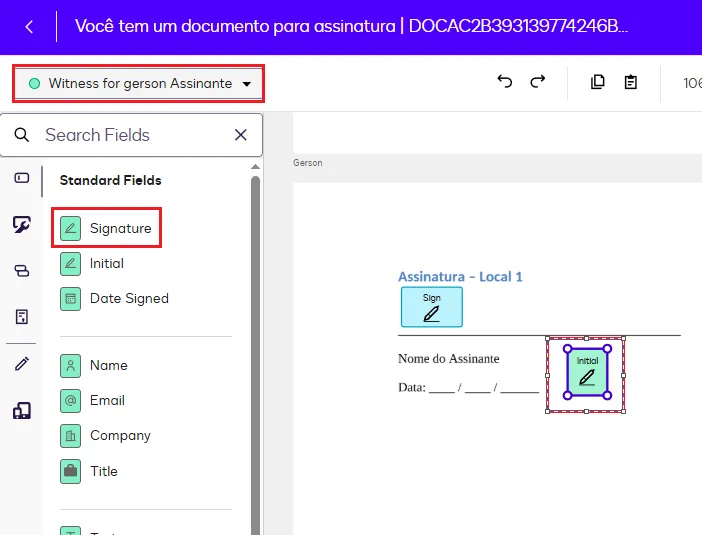 Posicionamento de Campos de Assinatura
