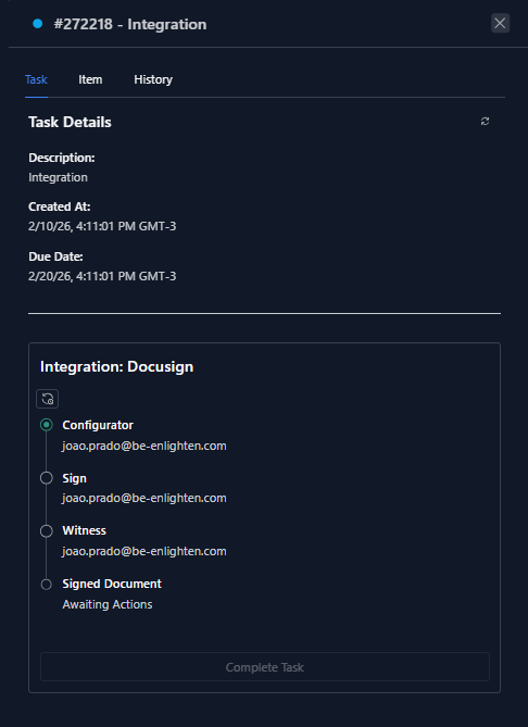 Task Details with Completed Dispatch Flow