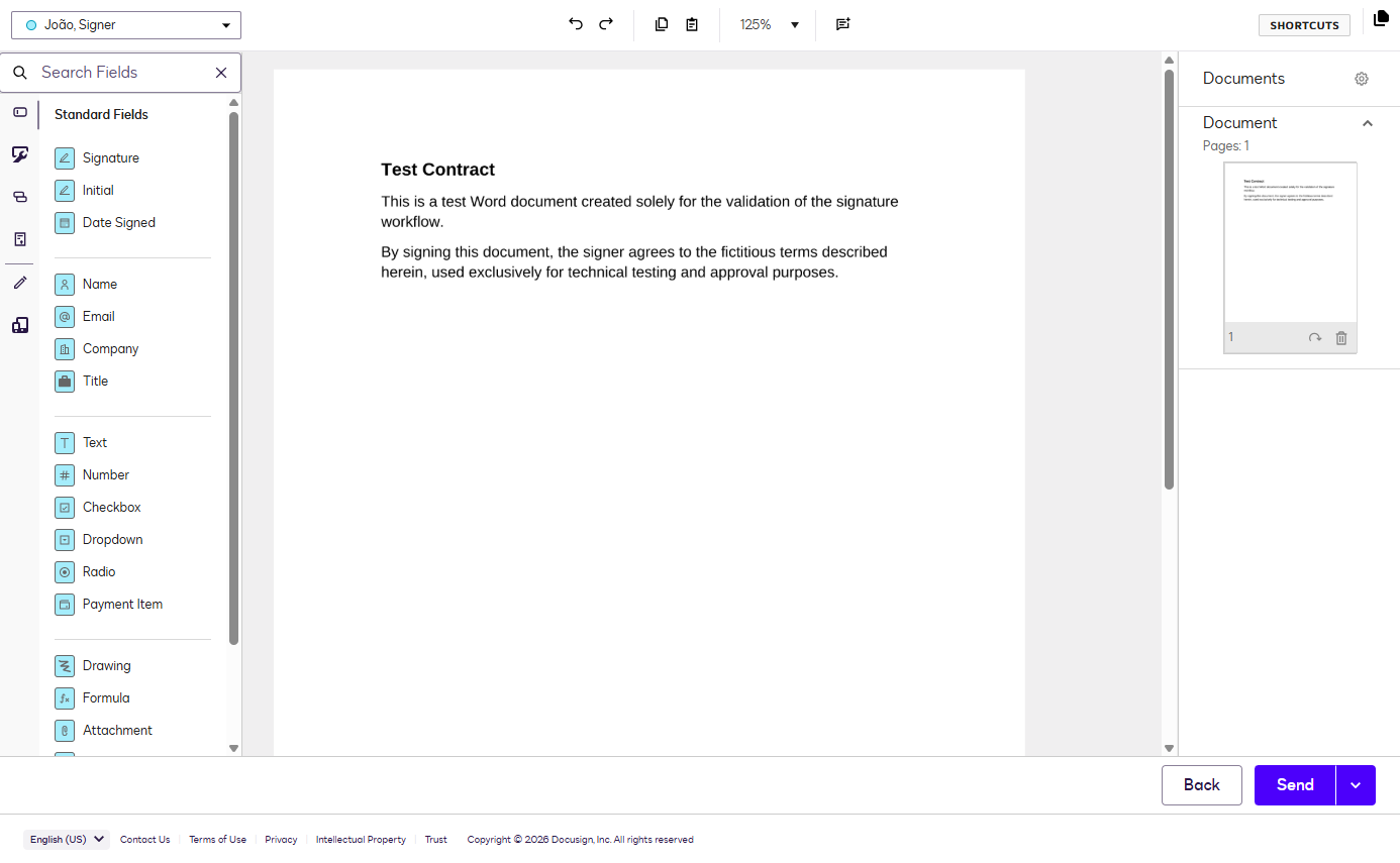 DocuSign Field Editing Interface