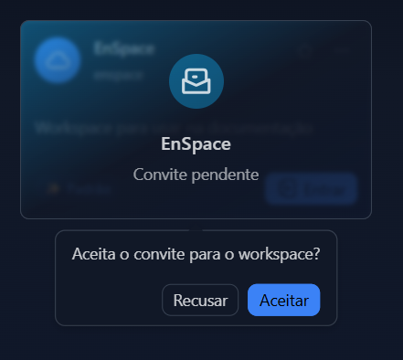 Visualização do convite de usuario