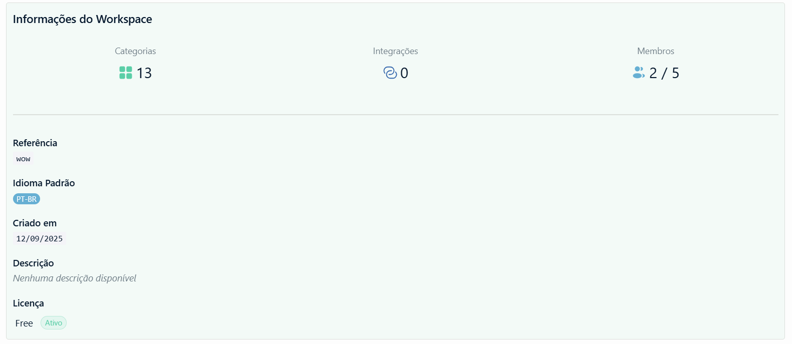 Visão geral do workspace