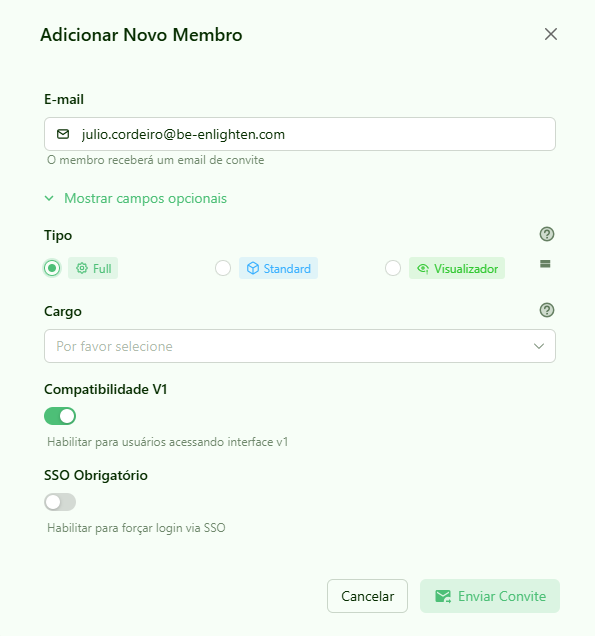 Convite Administrador