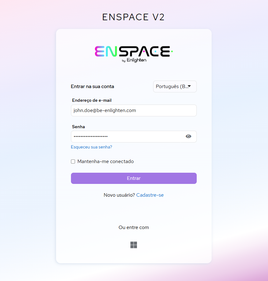 Login com email e senha