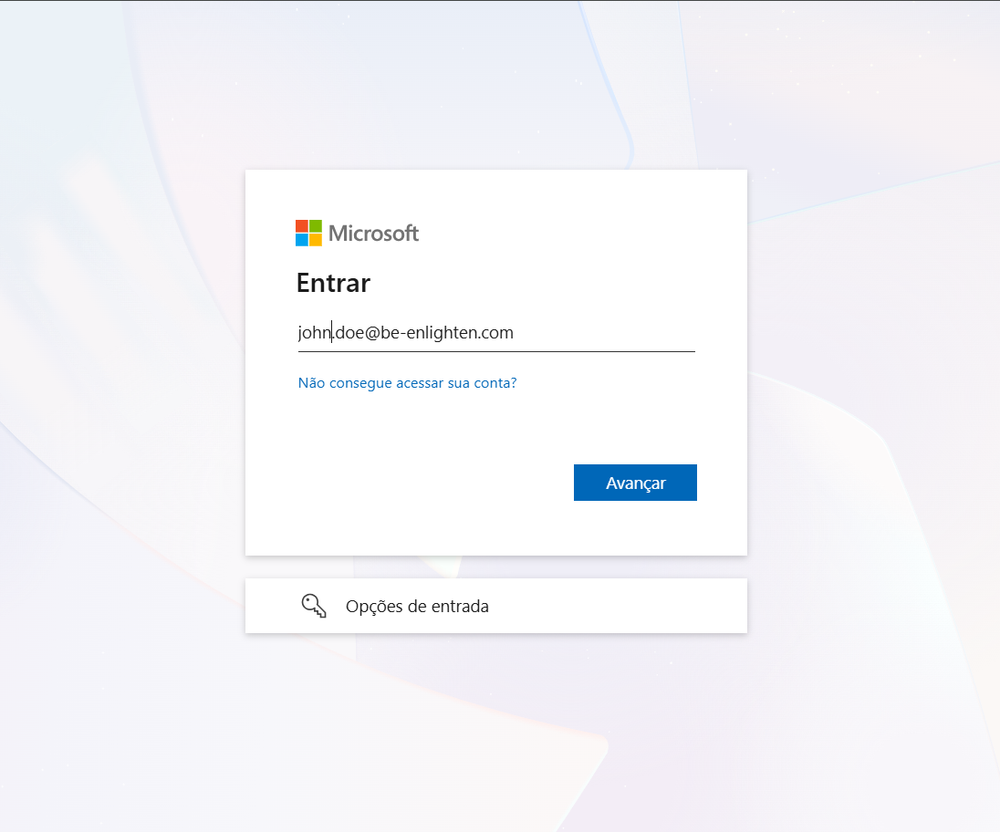 Login com email corporativo