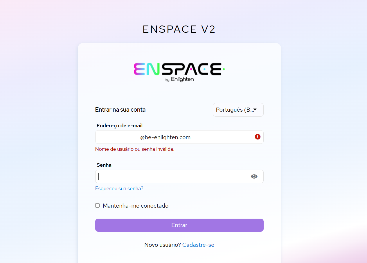 Login com email corporativo