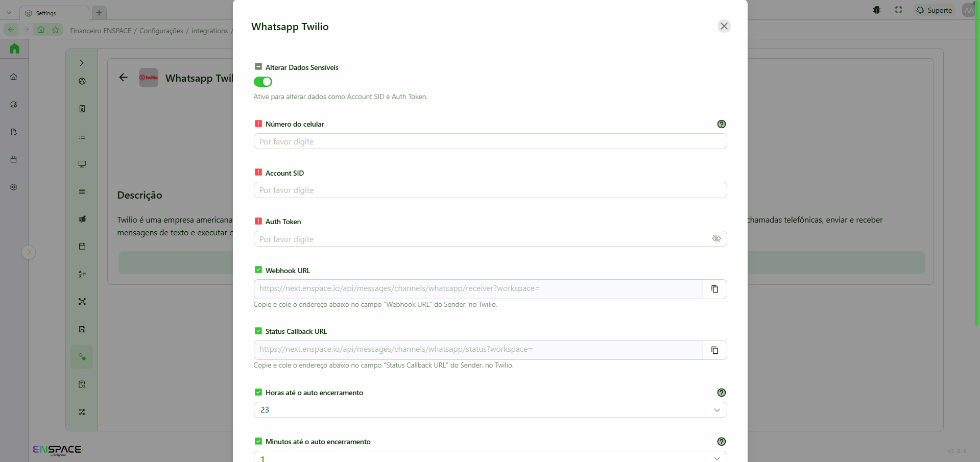 Integração WhatsApp
