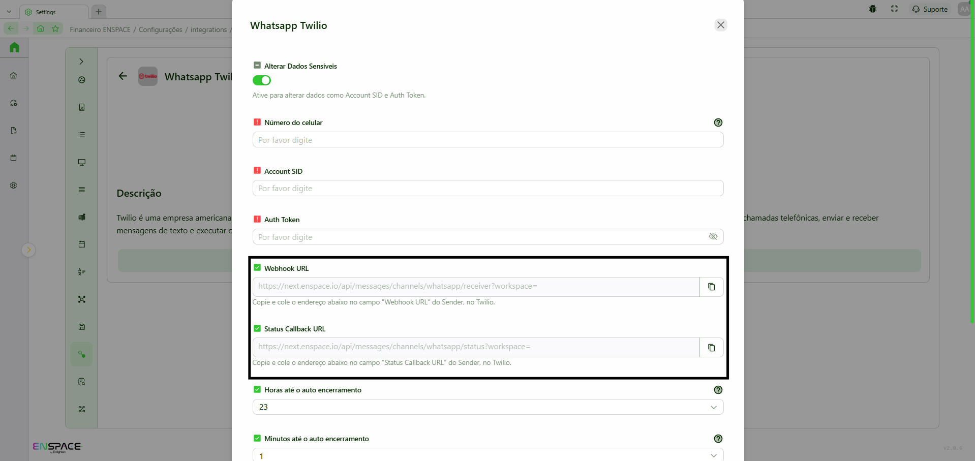 Integração WhatsApp